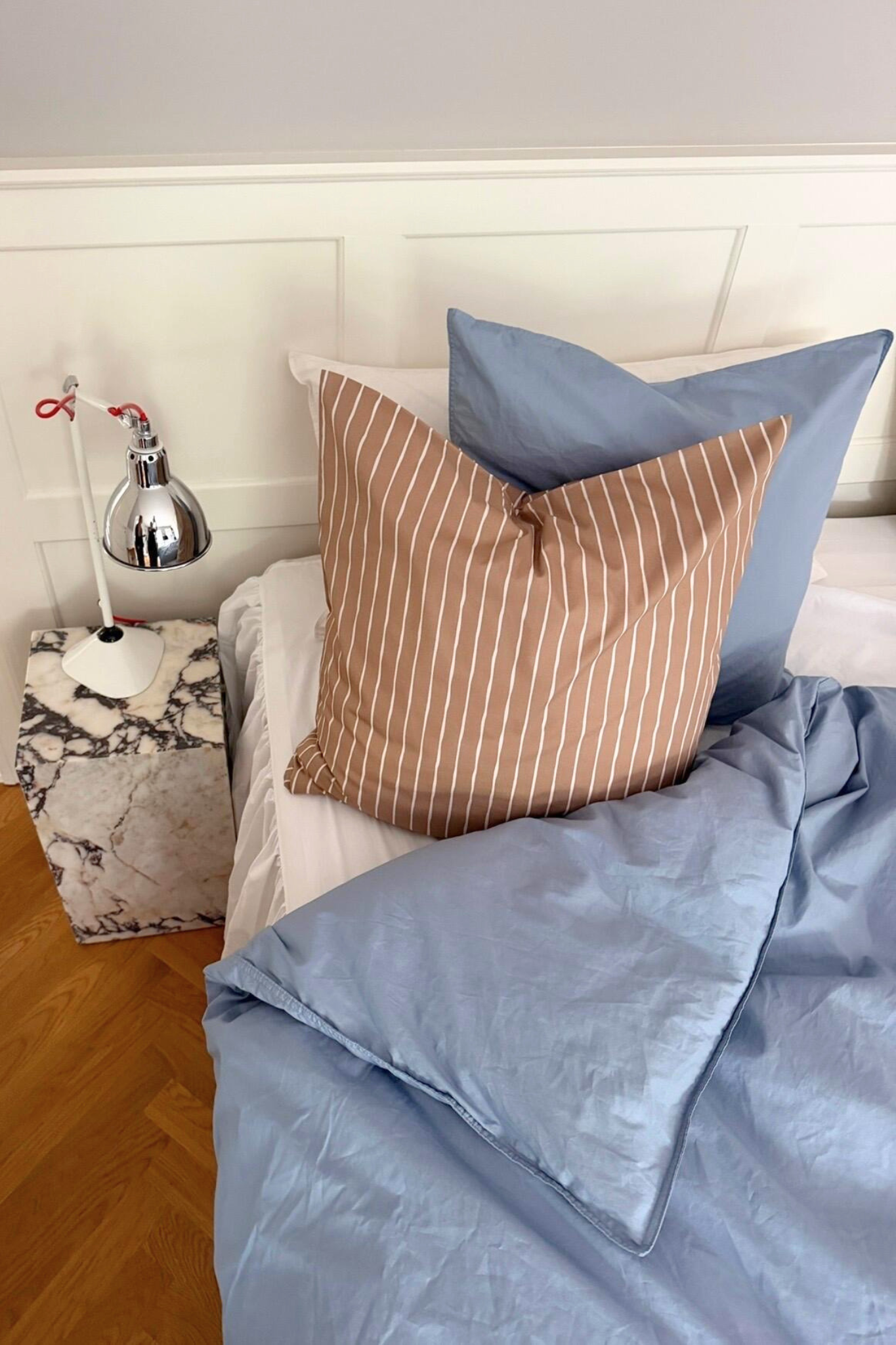 Curly Percale sengesæt - gråblå